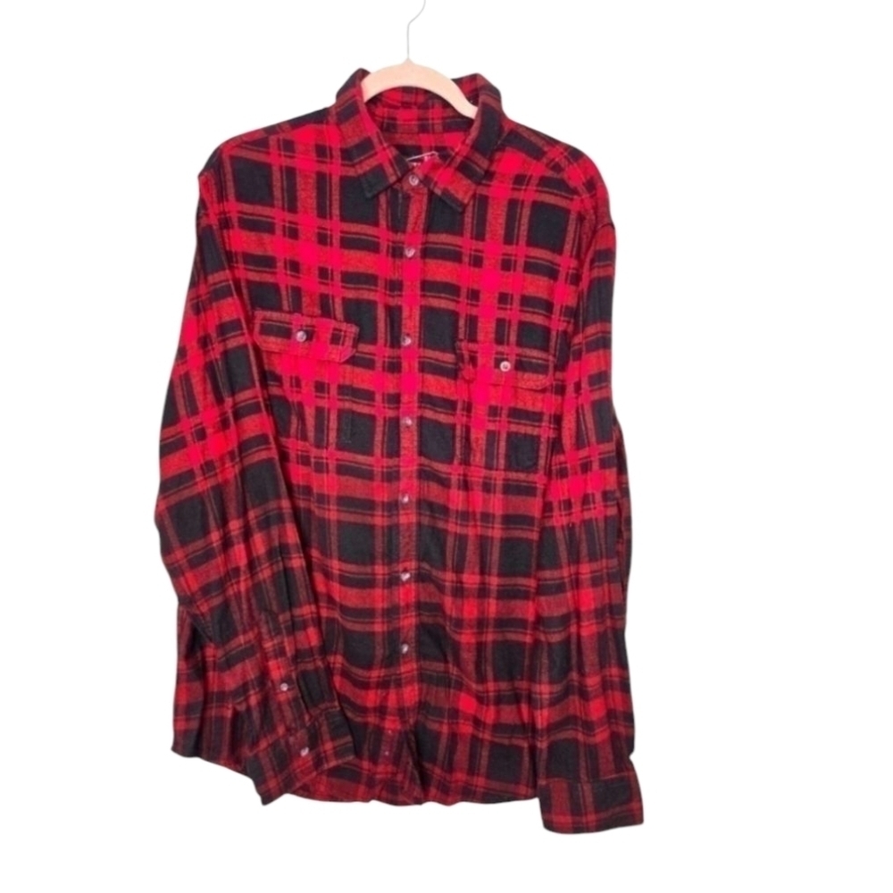 Rafter S Apparel Womens Buffalo Plaid Cotton Flannel Button Shirt Size XL